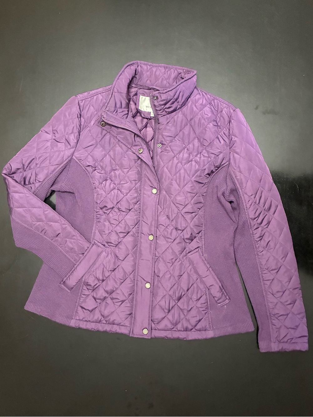Quilted Puffer Jacket in Deep Purple
